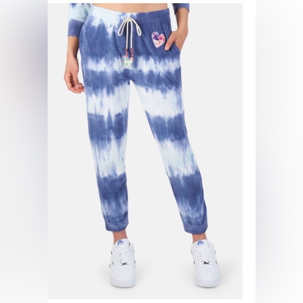 LoveShackFancy Blue and White Towel sweatpants